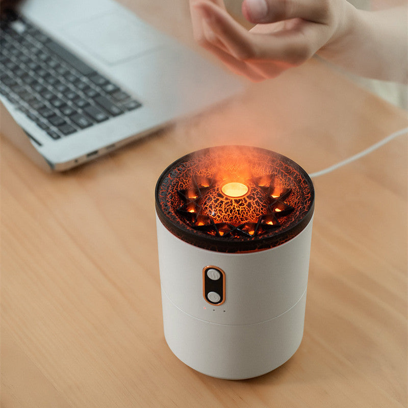 Vulkanflammen Aroma-Diffusor – USB Luftbefeuchter mit LED-Nachtlicht & Duftfunktion