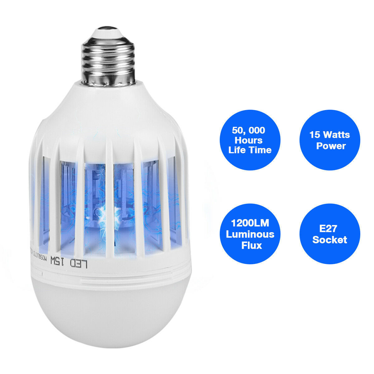 2-in-1 LED Mückenlampe mit UV-Licht – Insektenvernichter & Leuchtmittel für Innen & Außen (E26/E27 Fassung)