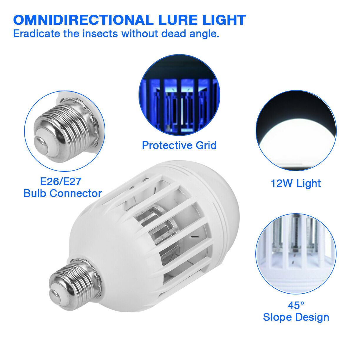 2-in-1 LED Mückenlampe mit UV-Licht – Insektenvernichter & Leuchtmittel für Innen & Außen (E26/E27 Fassung)