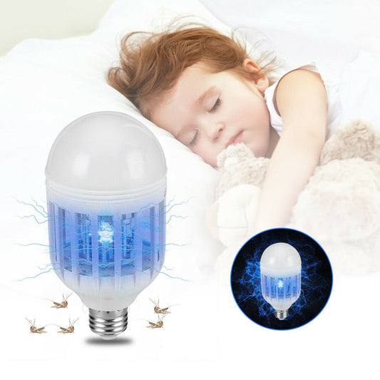 2-in-1 LED Mückenlampe mit UV-Licht – Insektenvernichter & Leuchtmittel für Innen & Außen (E26/E27 Fassung)