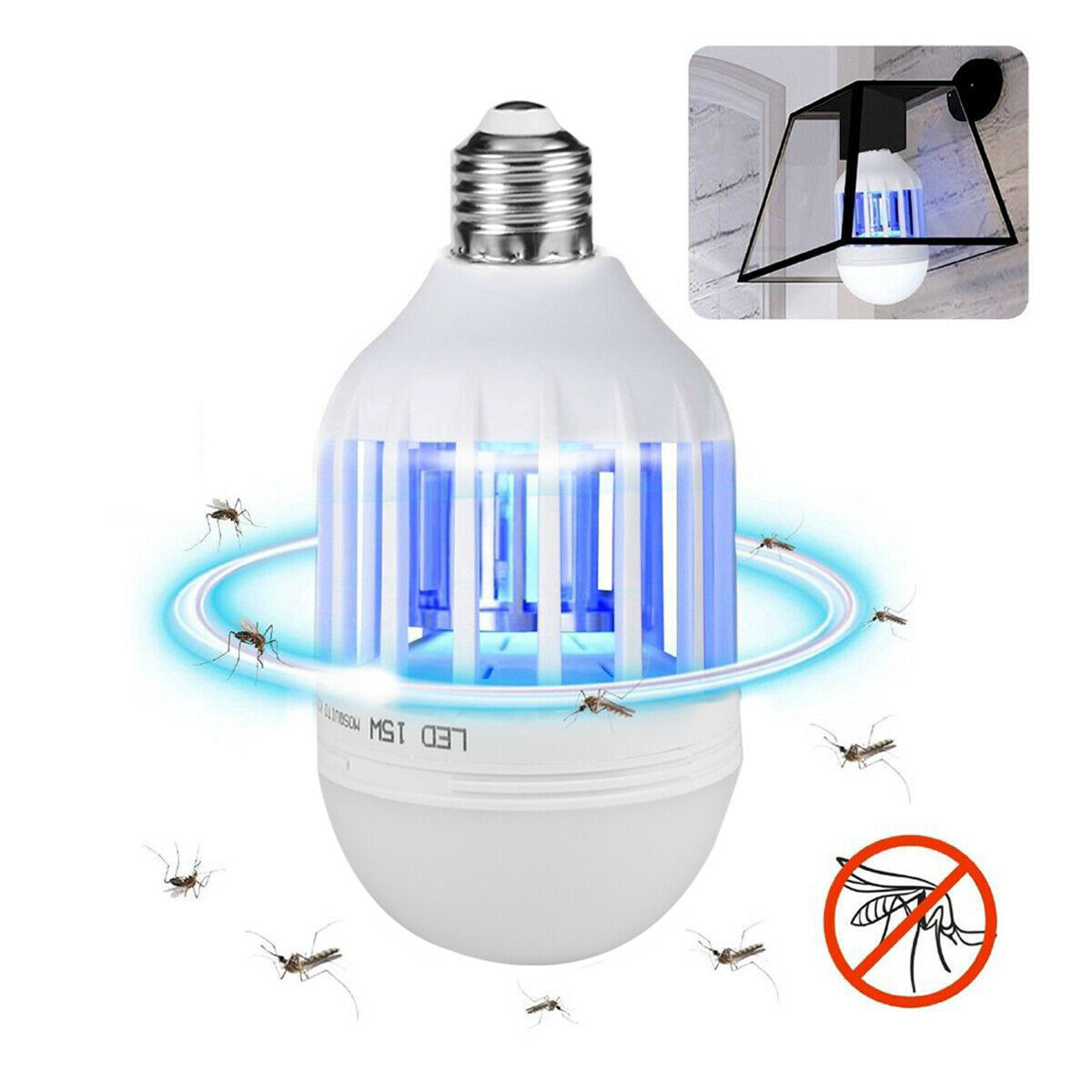 2-in-1 LED Mückenlampe mit UV-Licht – Insektenvernichter & Leuchtmittel für Innen & Außen (E26/E27 Fassung)