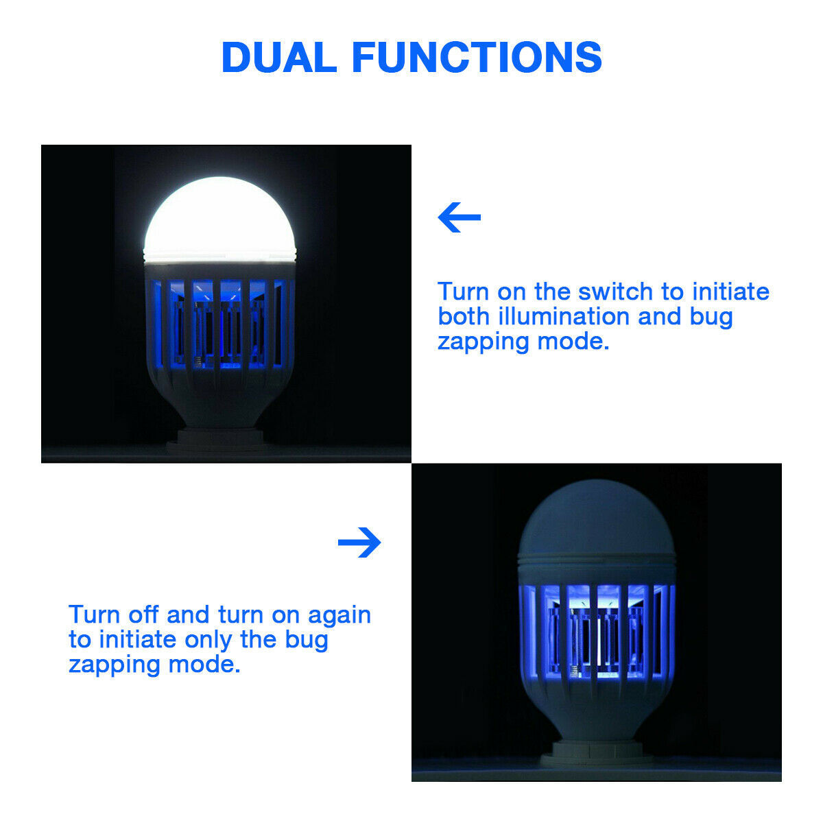 2-in-1 LED Mückenlampe mit UV-Licht – Insektenvernichter & Leuchtmittel für Innen & Außen (E26/E27 Fassung)